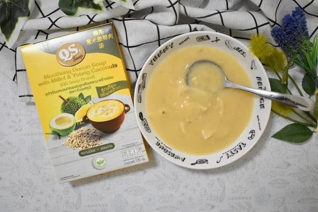 榴槤控最愛。QS SOUP 養生栗子&榴槤濃湯。（素食可用）。泰國養生栗子湯、芝麻栗子湯、金枕頭榴槤糯米湯、金枕頭榴槤大麥湯、金枕頭榴槤小米椰子湯