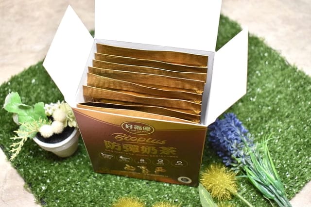 用好而優Bioplus防彈奶茶取代含糖飲品。下午茶也可以很健康。促進新陳代謝、精神旺盛。使用斯里蘭卡紅茶粉，茶香濃郁，搭配蛋糕，下午茶首選