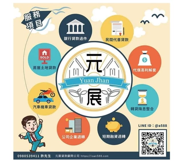 民間信用貸款/房屋二胎/汽車貸款/個人信用貸款/機車貸款/債務整合/農地貸款推薦。元展理財公司。專業快速/值得信賴
