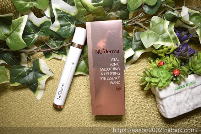 NU+derma 微震導入舒壓緊緻美眼筆＆明眸撫紋水嫩眼膜。遠紅外線陶瓷滾珠設計，按摩同時滋潤眼周肌膚