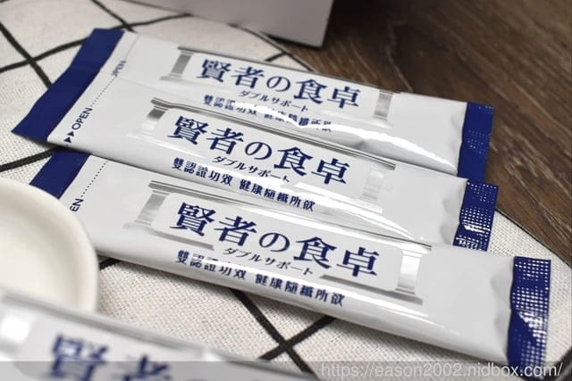 日本賢者之食桌。含有經過特殊處理的膳食纖維，可以作用吃進來的糖分和油脂，推薦給擔心高糖油膩飲食的你
