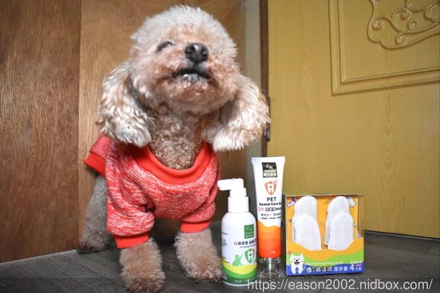 毛孩口臭，怎麼幫寵物刷牙？ GoodMo 歸毛家族 齒留香益菌口腔液 + 齦來健康護齒凝膠+ 撸齒這斑潔牙套