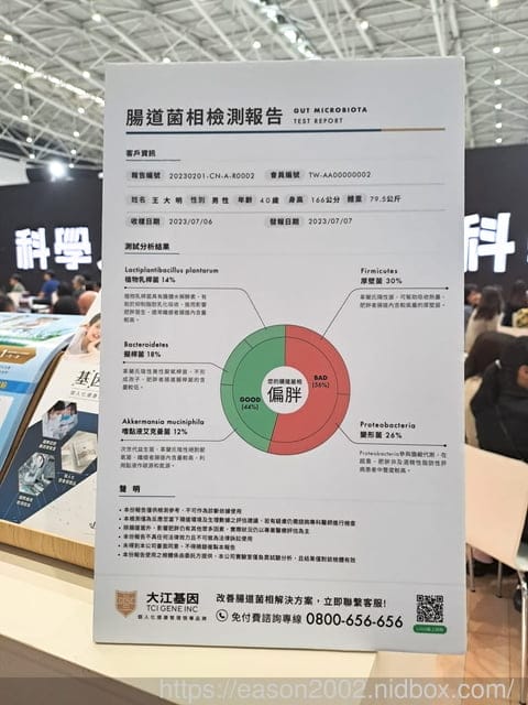 亞洲生技大展 | 大江基因 腸道菌相檢測 依照自己的腸道菌相，選擇合適自己的益生菌