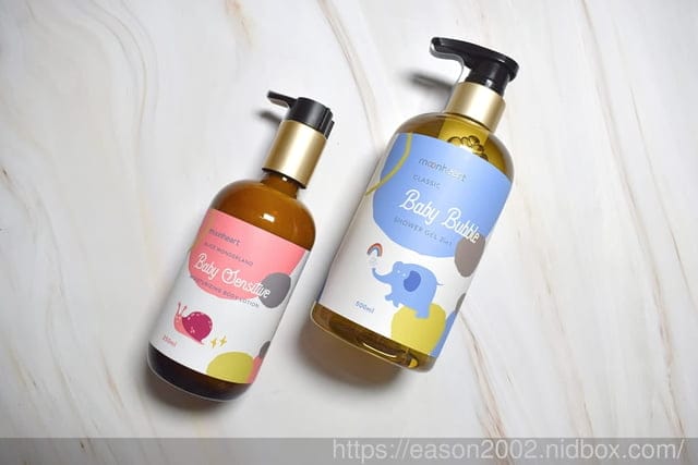 育兒好物推薦 | 沐心心寶貝Moonheart baby 泡泡沐浴油 2in1 藍色大象-經典寶貝＆低敏保濕乳液 粉紅蝸牛-愛麗絲仙境