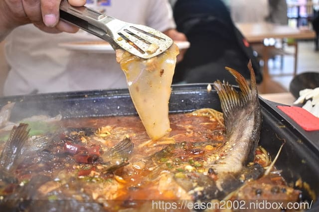 台茂購物中心必吃美食 | 爆川辣妹子烤魚-南崁店（桃園最新川味麻辣烤魚火鍋）鮮嫩烤魚+肉盤一次滿足 獨家特選比臉大烤魚 正宗四川菜炒料獨家配方，還有隱藏版手工爆打 黃瓜果汁 期間限定搖骰子免費吃烤魚